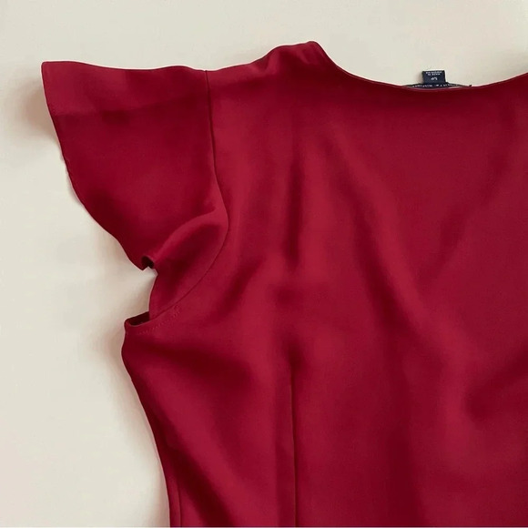 Tommy Hilfiger Red Maroon Burgundy Size S Peplum Wrap Flowy Blouse Top Christmas - Picture 15 of 16